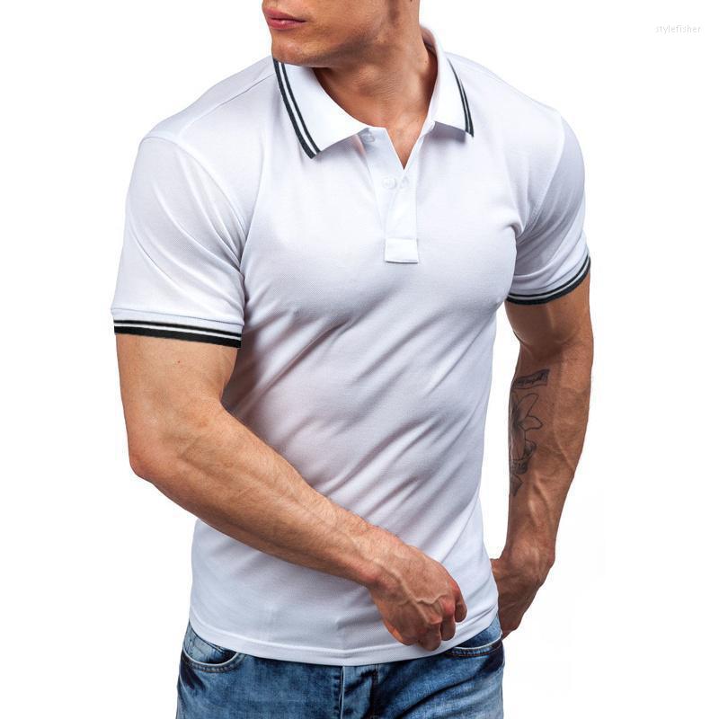 

Men's Polos Mens Polo Shirts Men Street Wear Turn Down Collar Short Sleeve Tshirts Male Casual Slim Fit Summer Breathable Sport Shirt, Blue
