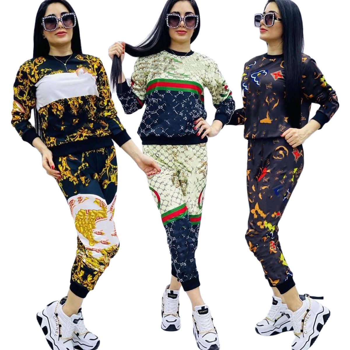 

Designer brand Women Tracksuits Print 2 Piece Set Long Sleeve Outfit Sweatshirt Pullover Pants Sweatsuits 2023 Fall Winter Clothes Jogging Suits 8840.3, Mix color