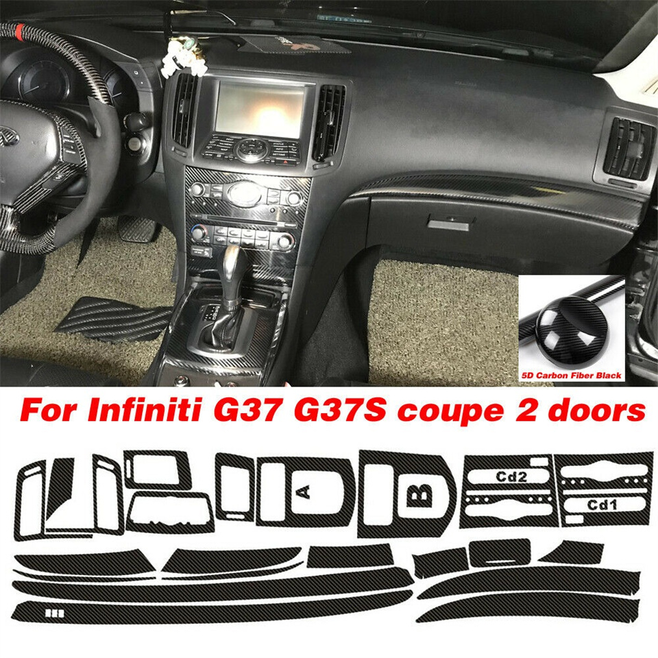 

For Infiniti G37 G37S coupe 2 doors 5D Carbon Fiber Pattern Interior DIY Trim Decals, Left hand drive