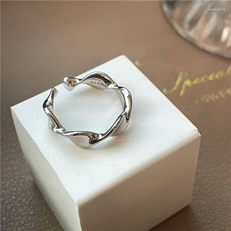 

Wedding Rings Korean Style Minimalist Distortion Jewelry For Women Fashion Smooth Geometric Adjustable Accessories Aesthetic Gift