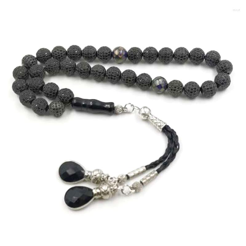 

Strand Black Zircon Beads Tasbih 33 Bracelet Muslim Gift Misbaha 5A Quality Islamic Stone Accessories Rosary Handmade Jewelry
