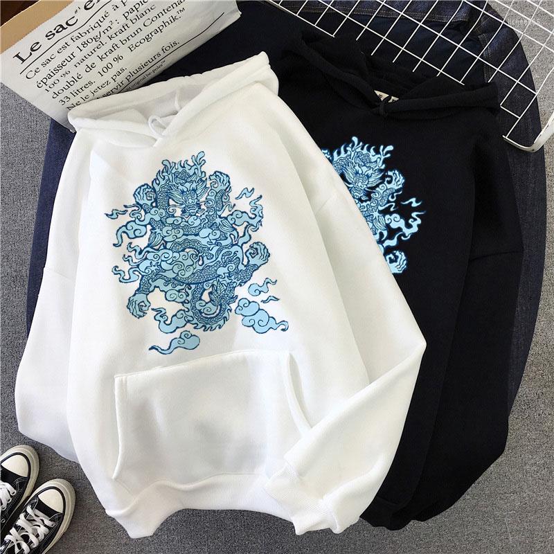

Men's Hoodies Retro Dragon Print Hip Hop Kawaii Hoodie Urzang Harajuku Sweatshirt Punk Men's Y2k Casual Loose Clothing Top, 12jl-3