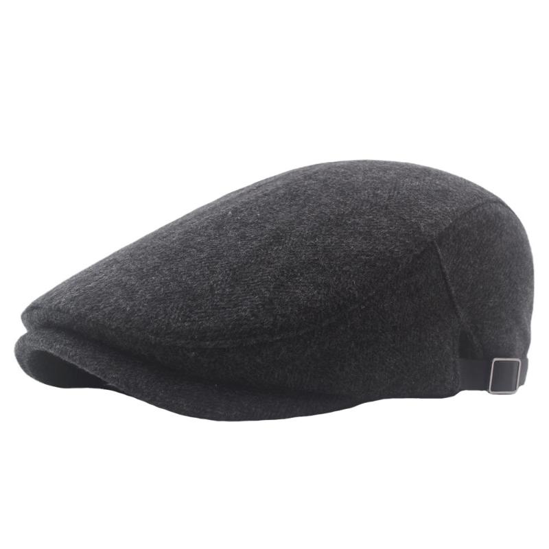 

Berets Autumn Winter Warm Beret Men Thickened Plus Size Sboy Hat Male Outdoor Advanced Flat Caps Western British Style Vintage, Black