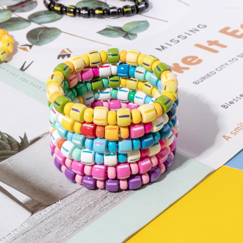 

Link Bracelets 2022 Colorful Fashion Customized Selling Hand Painted Enamel Coated Beads For Women Jewelry Bracelet