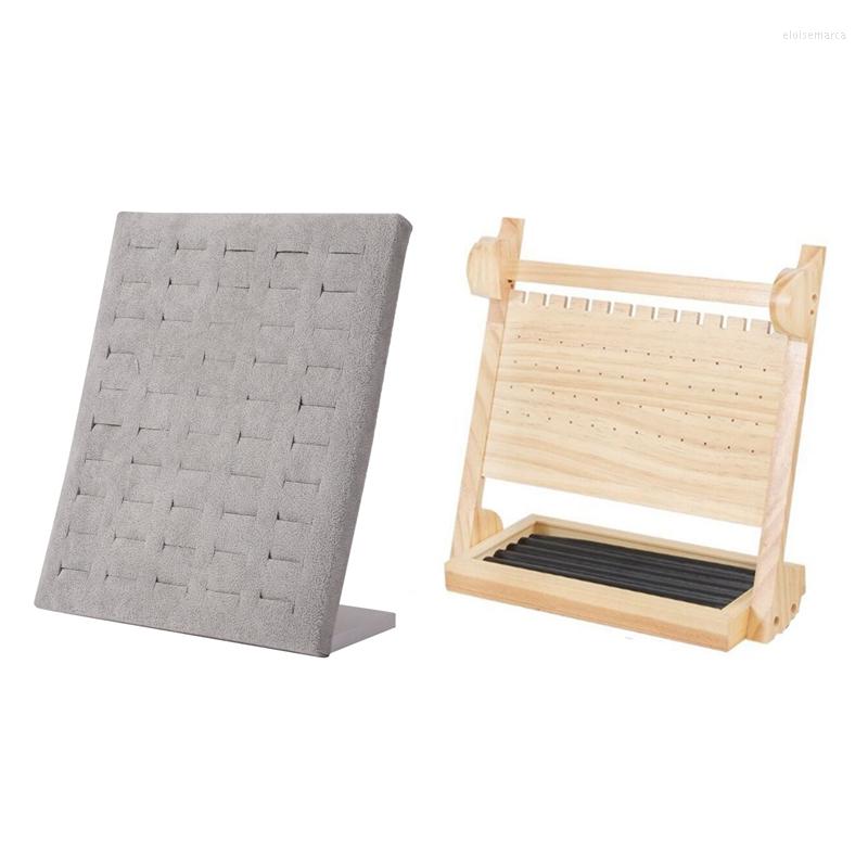 

Jewelry Pouches 2 Pcs Flannel Wall Display Organizer Ring Earrings Show Rack Stand