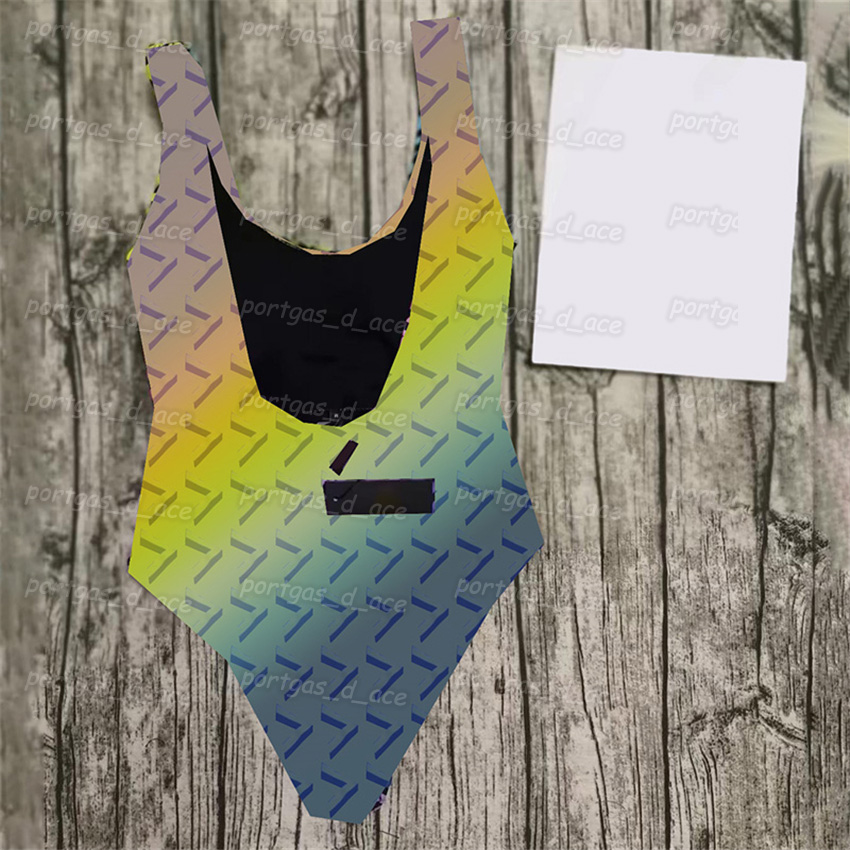 

3D Colorful Women Swimwear One Piece Low Back Design Swimsuit Beach Holiday Spa Padded Bathing Suit, Multi with label