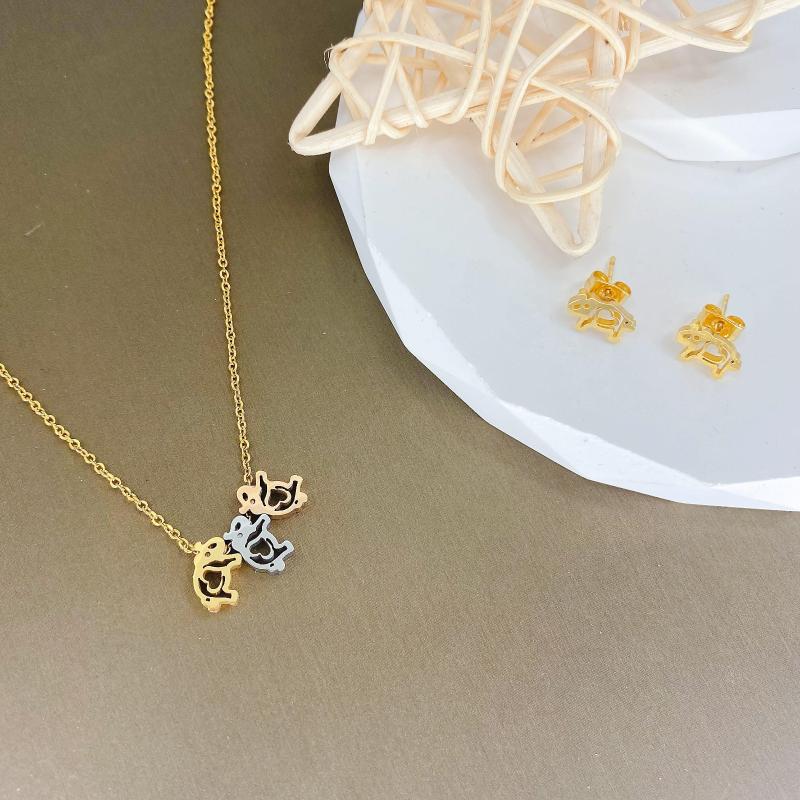 

Necklace Earrings Set Animal Style Stainless Steel Jewelry For Women Stud Pendant Sets Female Accessories Ladies Gifts, Picture shown