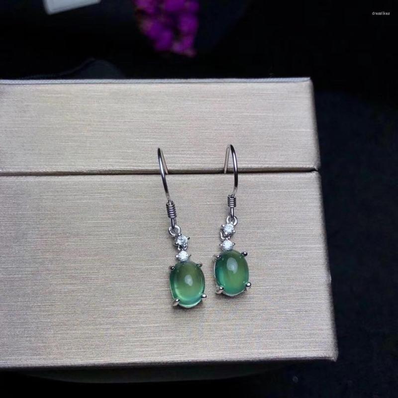 

Stud Earrings Natural And Real 925 Sterling Silver High Jewelry Prehnite