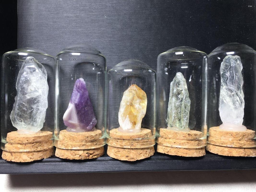 

Jewelry Pouches Pure Natural Mineral Furnishing Articles Of Original Rock Specimens Amethyst Crystal Green Topaz Home Decoration