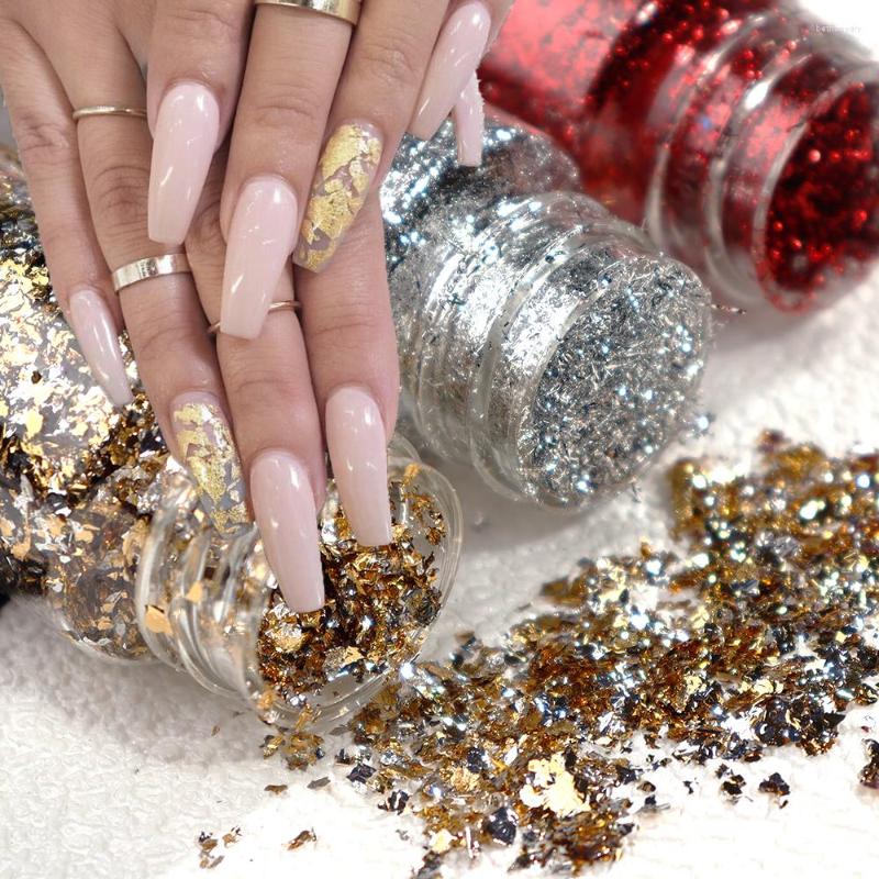 

Nail Glitter 1 Bottle Gold Leaf Flake Sequins Glitters Confetti For Painting DIY Art Foil Decorative Flakes Decals
