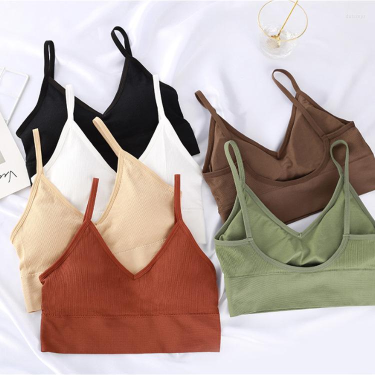 

Camisoles & Tanks Women's Tube Top Quick Dry Padded Back Bra Sexy Crop Tops Female Streetwear Gym Brassiere Push Up Sports Tank, Deep coffee