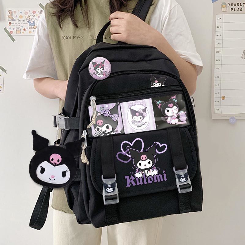 

Plush Dolls Style Kawaii Sanrioed Anime Kuromi My Melody Cinnamoroll Cute Cartoon Large Capacity Backpack Student School Bag 221208, Kuromi-a-new