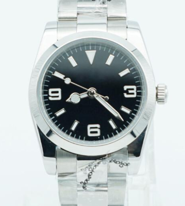 

Lume Two Tone Men Watch Alta Qualidade Automatic 36MM Smooth Bezel Black Dial Flod Clasp Sapphire Glass Mens Wristwatches Marques de montres de luxe Silver