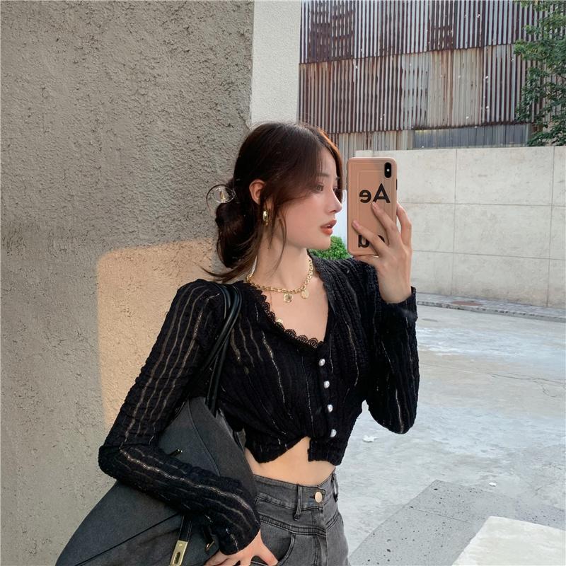 

Women's Blouses & Shirts V Neck Bodysuit Blouse Pullover Black White Striped Chiffon Casual Elegant Blusas Mujer De Moda Women Clothing BW50
