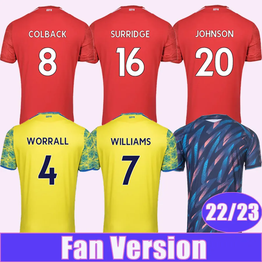 

22 23 WORRALL COLBACK Mens Soccer Jerseys MBE SOH SURRIDGE JOHNSON YATES LOLLEY Home Away 3rd Football Shirt, Qm11378 22 23 3rd no patch