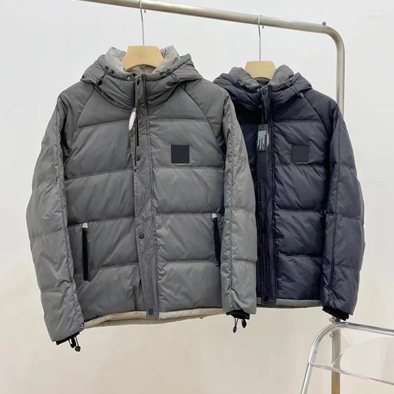 

Men's Down Hooded Jacket For Men Autumn Winter Windproof Casual Pockets Cotton Warm Zipper Doudoune Homme 2 Colors -2XL MA677, Black