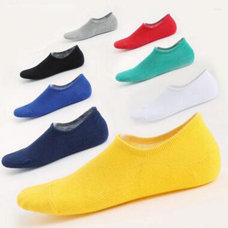 

Men's Socks 2022 Non-slip Silicone Invisible Boat Breathable Absorbent Deodorant Sock Cotton Male Ankle 5Pair/lot, Yellow