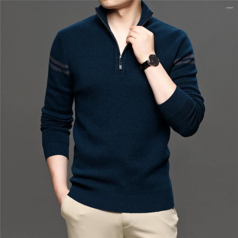 

Men' Sweaters Zip Winter Turtleneck Sweater Men Brand Clothing Thick Warm Pure Merino Wool Pullover Soft Cashmere Z3024, Black
