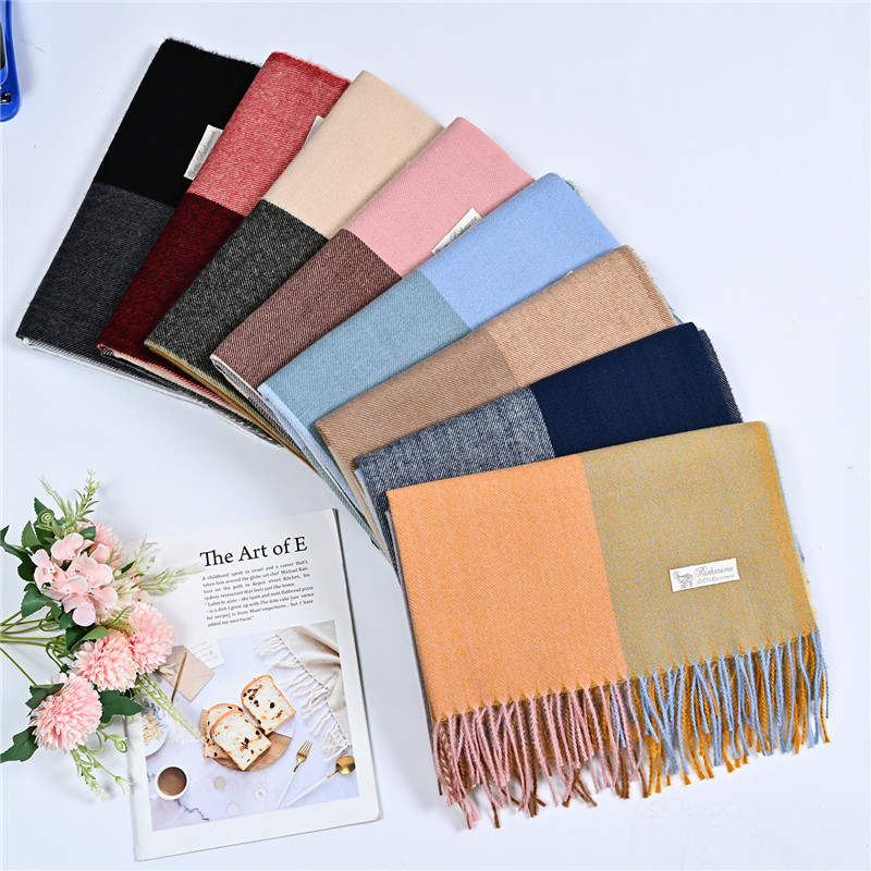 

Fashionable women's imitation cashmere warm scarf tassel plaid shawl, #1