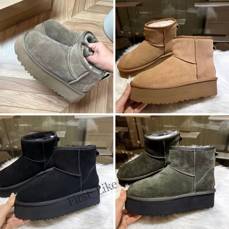

2022 Shoes Snow Boots Women Winter New Brand Fur Short Plush Warm Thick Bottom Platform Shoes Flip Flops Suede, Color 4