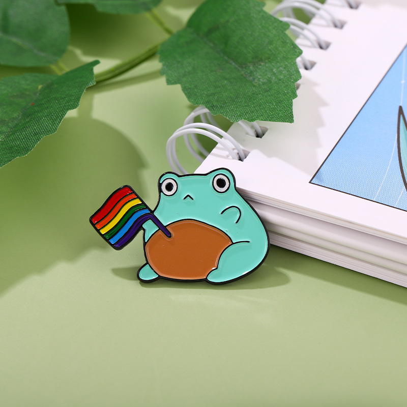 

Cartoon Accessories Cute Rainbow Flag Frog Brooch Gay Badge Animal LGBT Enamel Pin Clothes Bag Jacket Fashion Couple Jewelry 2653 E3, As show