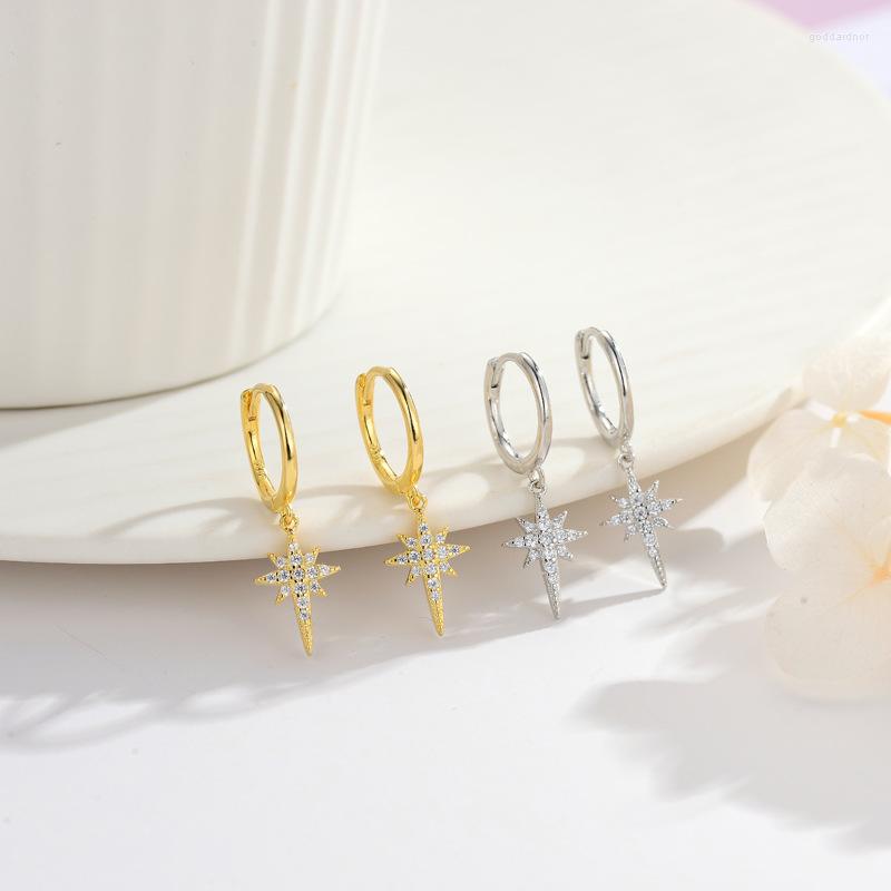 

Hoop Earrings REETI Real 925 Sterling Silver Crystal Star Earring For Women Making Jewelry Gift Wedding Party Engagement