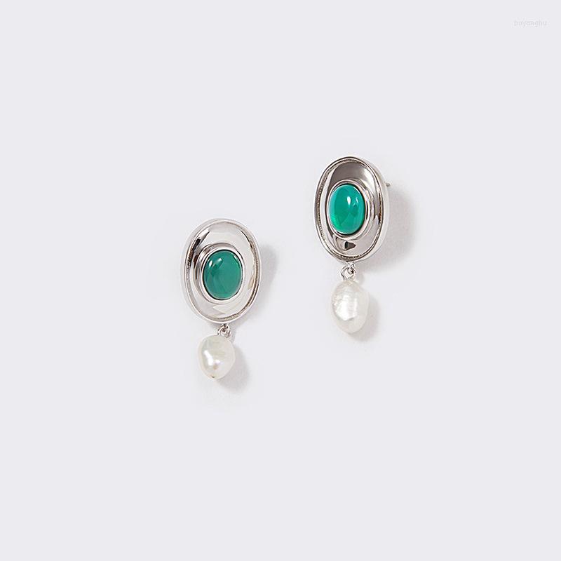 

Stud Earrings Vintage Light Sapphire Freshwater Pearl Silver Trendy