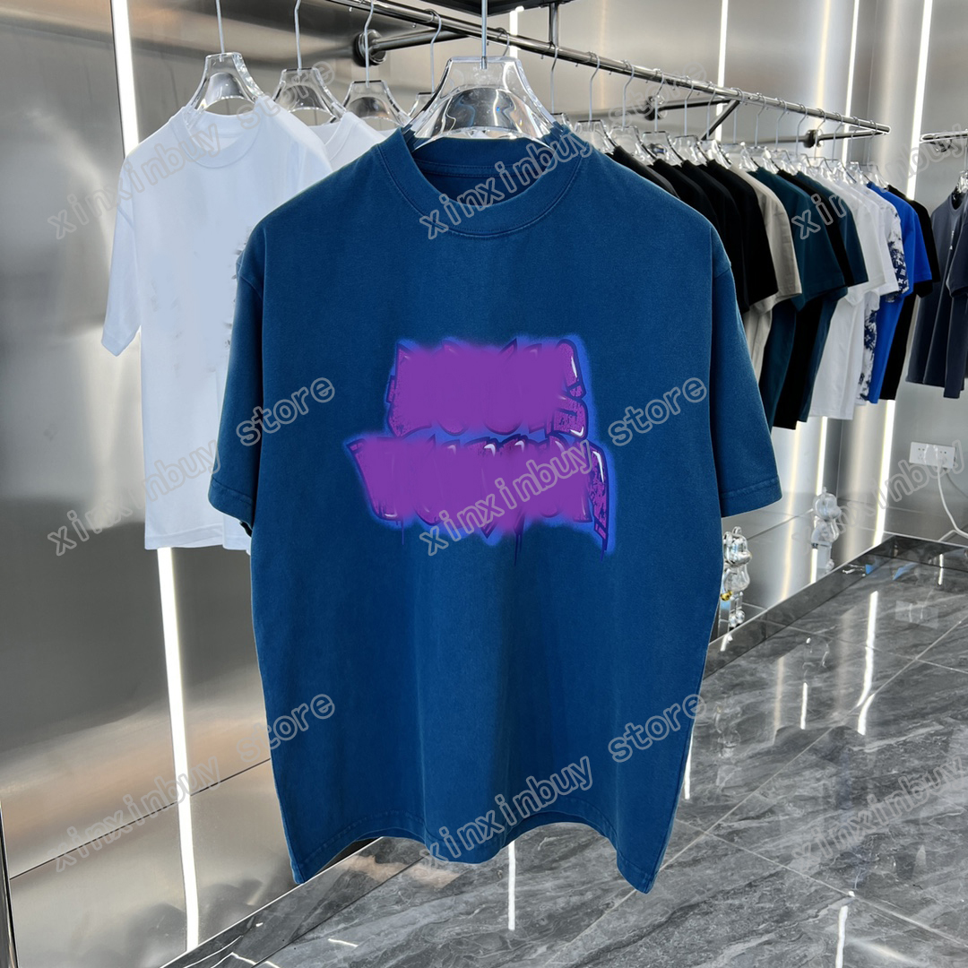 

xinxinbuy Men designer Tee t shirt Paris Gradient letters print short sleeve cotton women white black S-2XL, 01