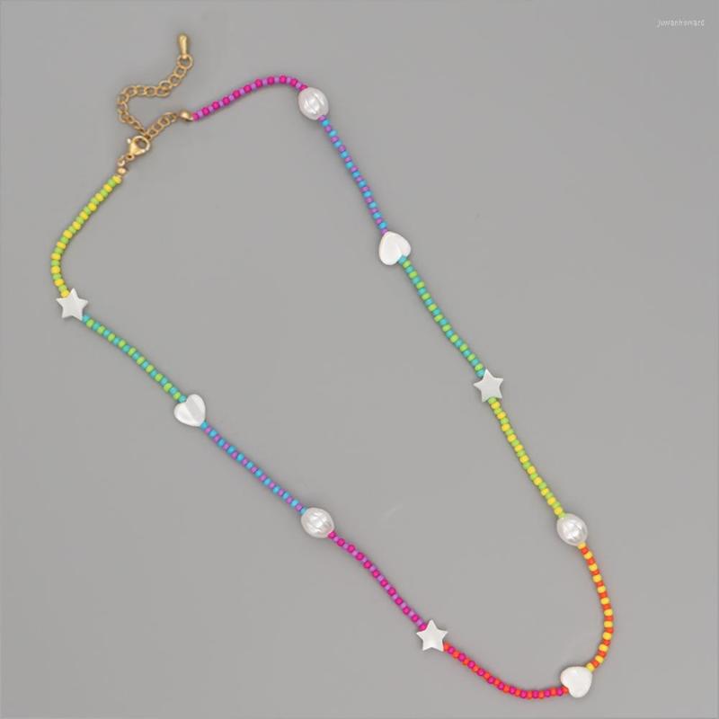 

Choker Shinus Boho Beads Accessories Colorful Beaded Necklaces Shell Star Heart Charm Necklace For Women Vacation Jewellery