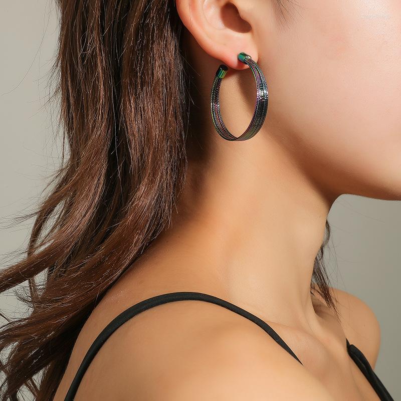 

Hoop Earrings Fashion Colorful Large Round Women's Vintage Creative Alloy Punk Party Exaggerate Jewelry Gift