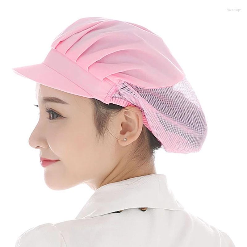 

Berets 1PCS Workshop Hat Health Service Breathable Working Hats Adjustable Workers Dustproof Caps Mesh Cleaning Cap For Women Men, White