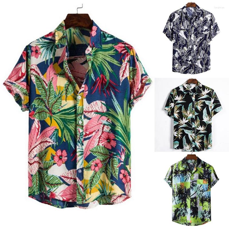 

Men' Casual Shirts 2022 Fashion 3d Floral Print Mens Hawaiian Beach Plus Size Short Sleeve Summer Vacation Surf Tops Men Clothing