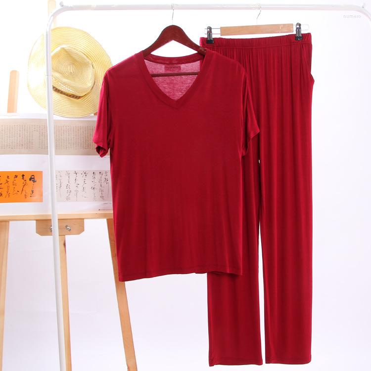 

Men's Sleepwear Short Sleeve Pajamas For Men Spring Summer Trouser Pijamas Suit Plus Size 3XL 4XL Loose Soft Modal Home Clothes, White gray