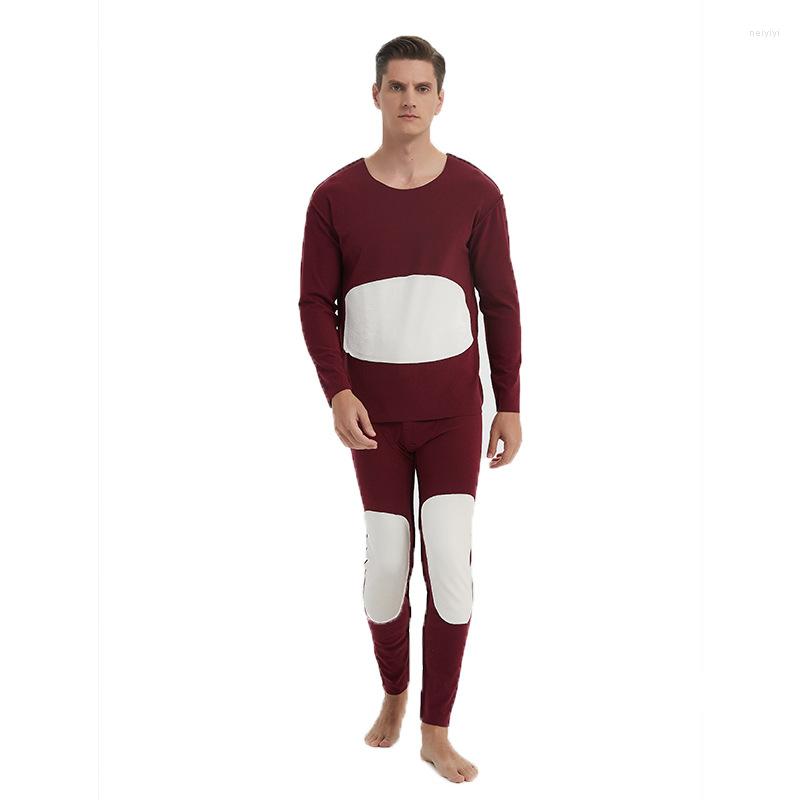 

Men's Thermal Underwear Winter Long Johns Men Sets Solid Color Keep Warm Seamless Pants Clothes Big Large Waist XL-7XL, Burgundy