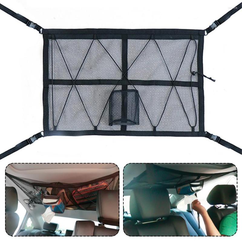 

Car Organizer Double-Layer Adjustable Roof Hanging Mesh Net Ceiling Cargo Sundries Storage Bag Pocket Accessories