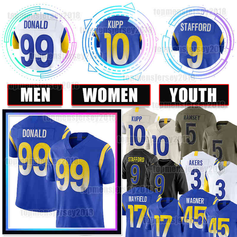 

17 Baker Mayfield Football Jersey Aaron Donald Cooper Kupp Matthew Stafford Jalen Ramsey Matt Gay Bobby Wagner Tyler Higbee Van Jefferson Tutu Atwell Allen Robinson, Men new jersey(gy)