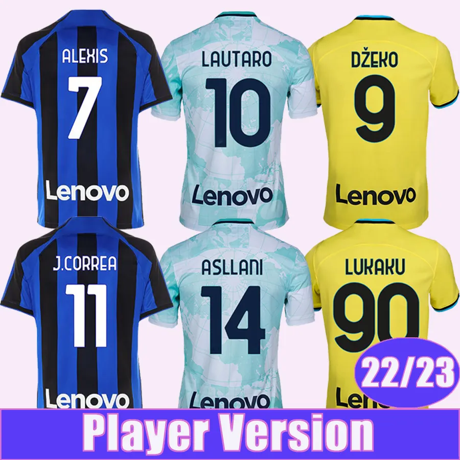 

22 23 ALEXIS BARELLA LUKAKU Soccer Jerseys Mens Player Version GOSENS DZEKO LAUTARO J. CORREA CALHANOGLU SKRINIAR DE VRIJ Home Away 3rd Football Shirt Short Sleeve, Qy11023 22 23 home no patch