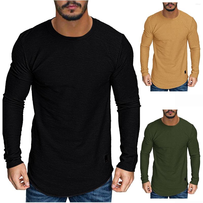

Men' T Shirts Long Sleeve T-shirts Fashion High Quality Casual O-neck Tops Pullovers Slim Basic Streetwear Camisetas Hombre 2022, Kh