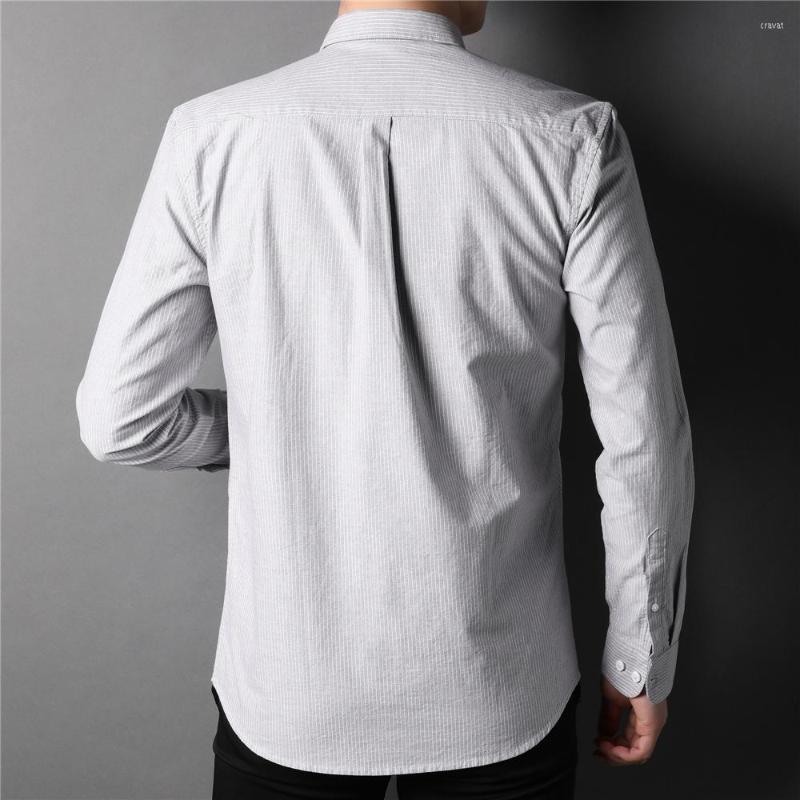 

Men' Casual Shirts Pure Cotton Shirt Men Clothing Autumn Winter Luxury Social Blouse Business Striped Long Sleeve Z6071, Blue