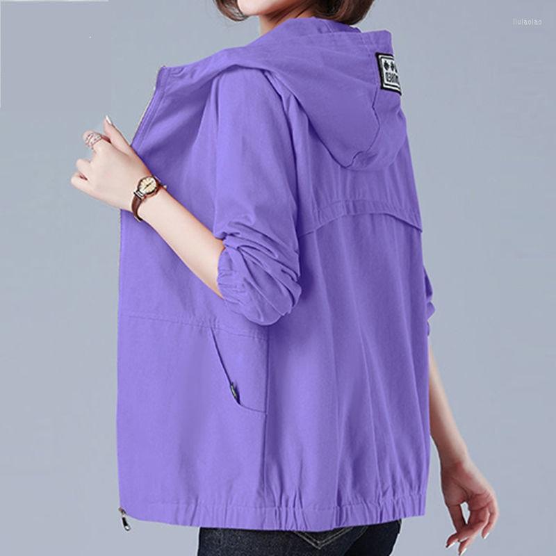 

Women's Trench Coats Spring Jacket Coat Female Windbreaker Solid Thin Casual Outerwear Loose Plus Size 6xl Hooded Women Basic, Orange short352a