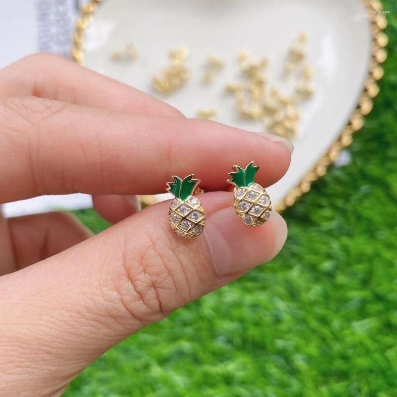 

Stud Earrings 10 Pairs CZ Pave Cute PineappleFruit For Women Fruit Pineapple Piercing
