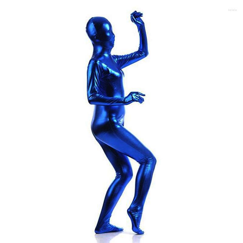 

Catsuit Costumes Plus Size Glitter Zentai Suit Women One Piece Stretchy Second Skin Halloween Tights Full Body Cosplay Costume, Lake blue
