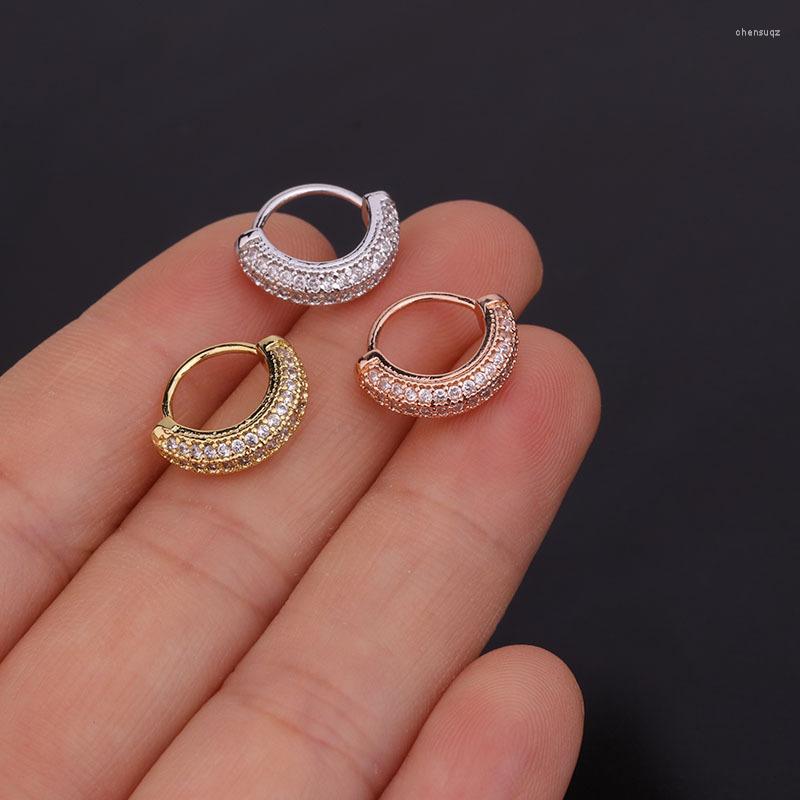 

Hoop Earrings 1 PCS Cute Small Simple Mirco Pave CZ Ear Cuff Hoops Earring Zircon Circle Closed Clip Ears Jewelry