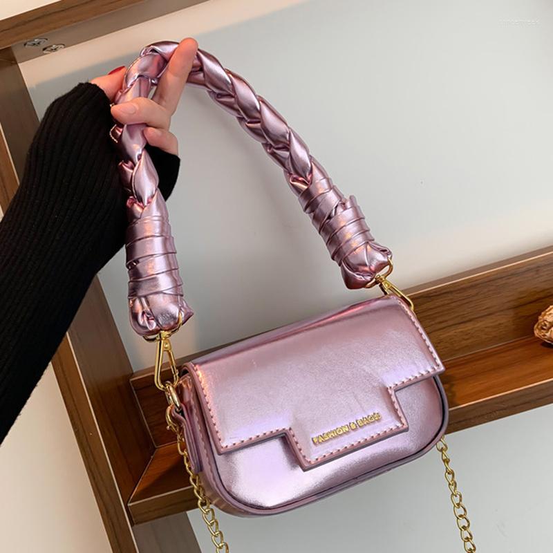 

Evening Bags 2023 Designer Women Pu Leather Crossbody Bag Chain Shoulder With Flap Gold Pink Blue, Black