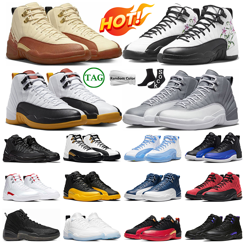 

OG Retro 12 Men Basketball Shoes 12s Jumpman Sneakers Muslin Floral Stealth Black Taxi Emoji Winterized sport trainers, Dark grey