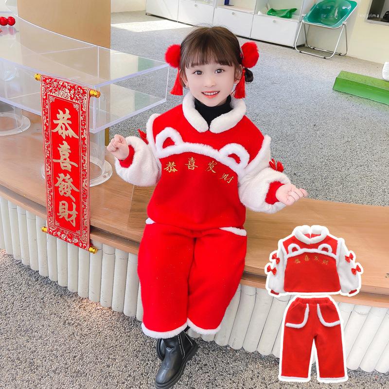 

Ethnic Clothing Girls Tang Suit Winter Clothes Ancient China Style Baby Thicken Han Fu Red Year Kids Chinese Traditional Costumes