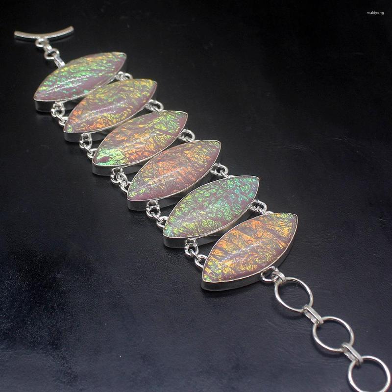 

Link Bracelets Fashion Jewelry Gentle Dichroic Glass Silver Color Charms Links For Women 7 Inch HD716