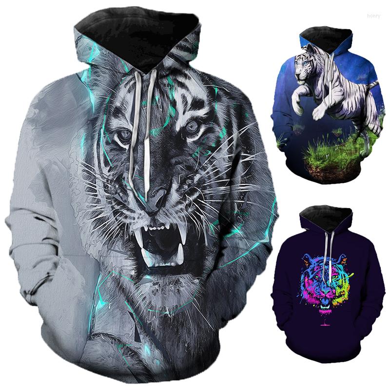 

Men's Hoodies Winter And Women's Long-sleeved Tiger 3D Printing Street Casual, Blue