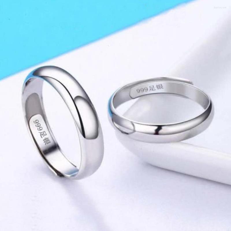 

Wedding Rings Copper Plated Silver Men Women 2PCS Adjustable Smooth Surface Open Couple Ring Lover Finger Jewelry Wholesale