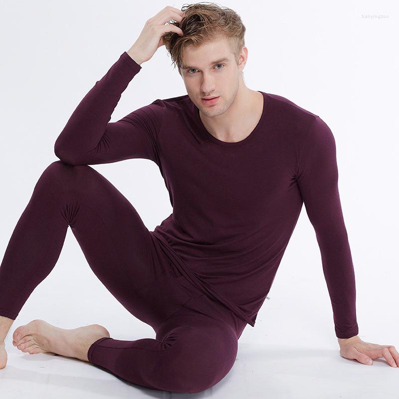 

Men's Thermal Underwear Lycra Fabric Cotton Winter Clothes Mens Sexy Long Pants Suit Men Warm Johns Wine Red Pajamas Sleep Wear, Black
